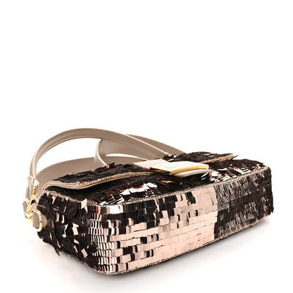 Fendi Sequin Paillettes Vitello Grace Sex and the City Baguette Tortora 4 of 21