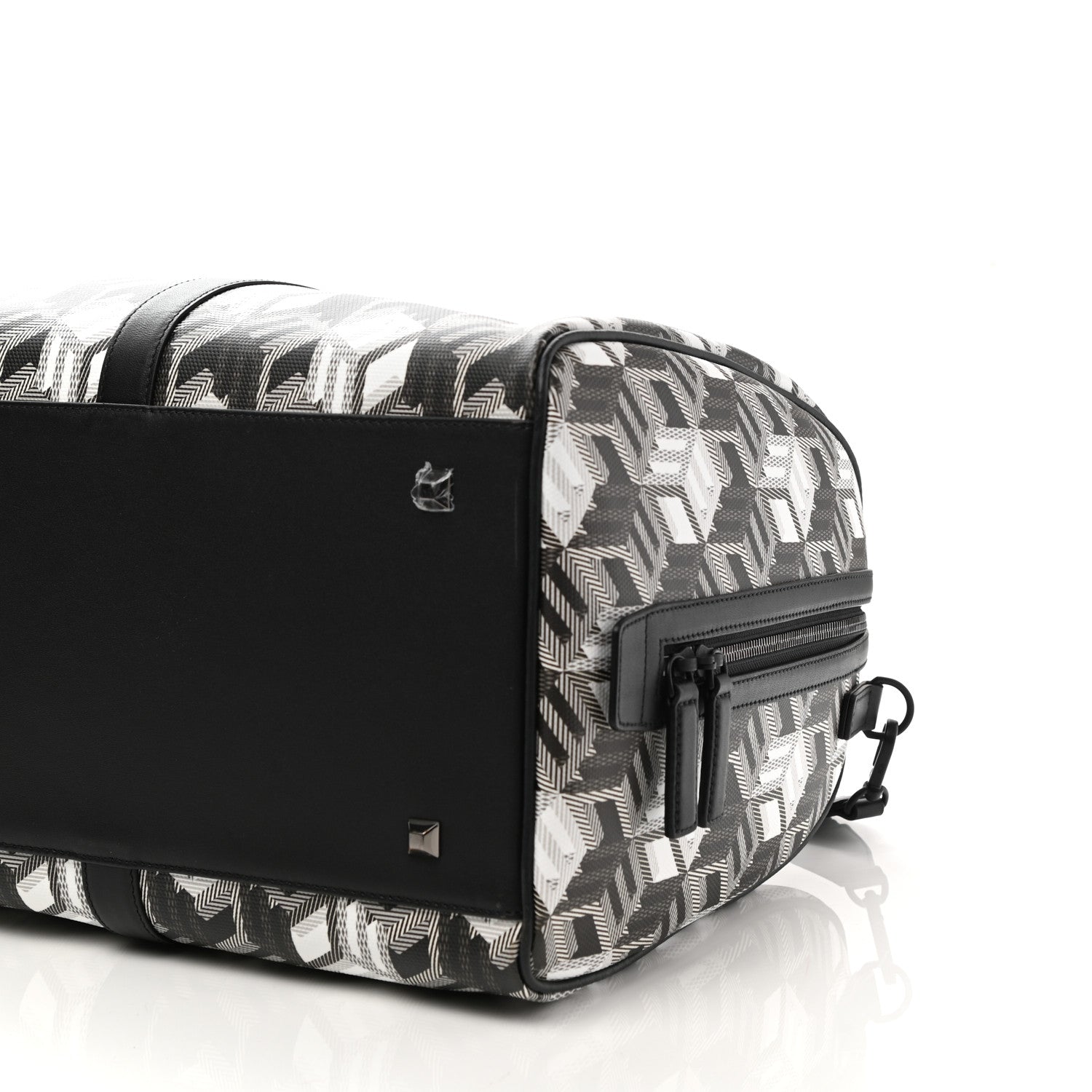 MCM Cubic Monogram Large Traveler Weekender Bag Black White 8 of 8