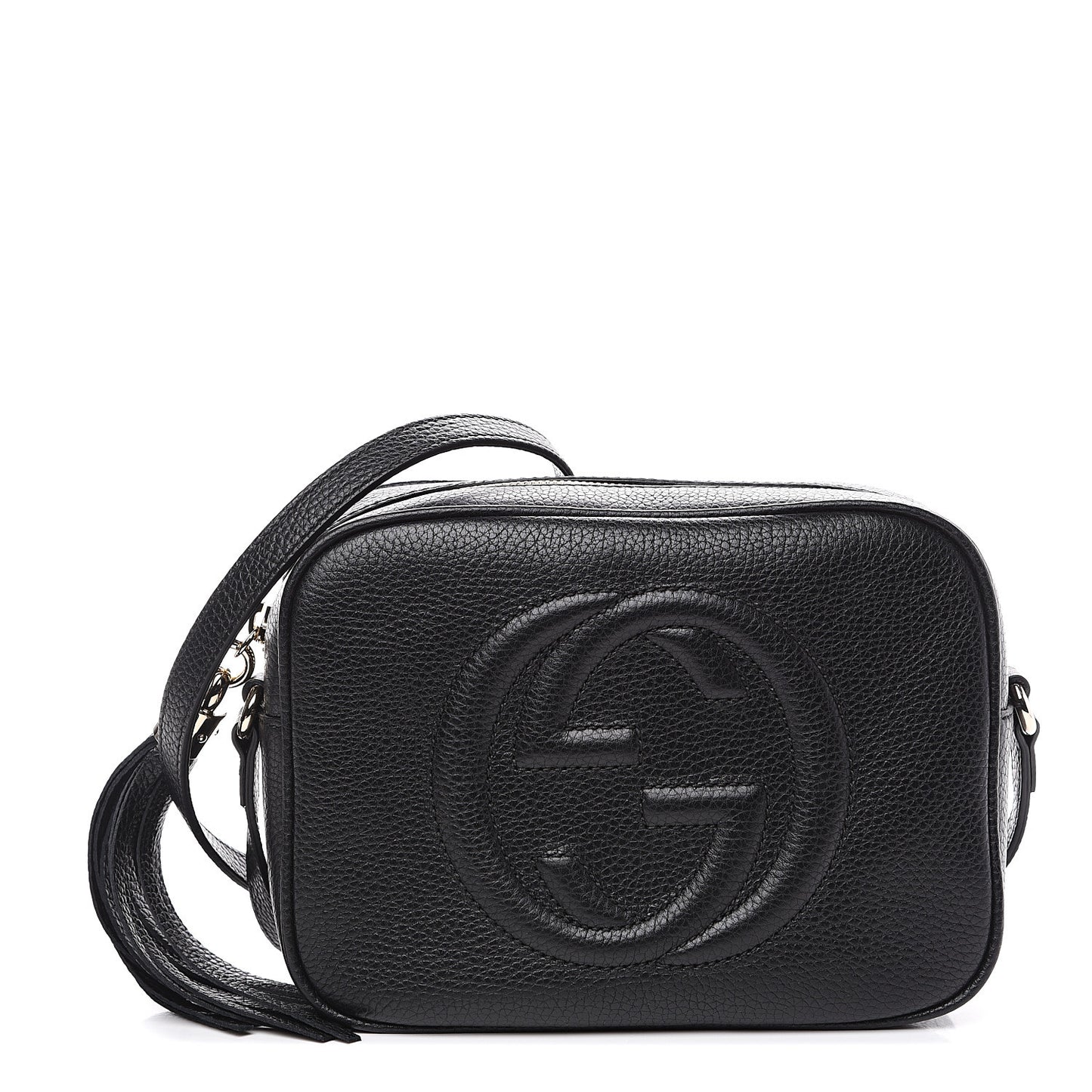 Pebbled Calfskin Small Soho Disco Bag Black