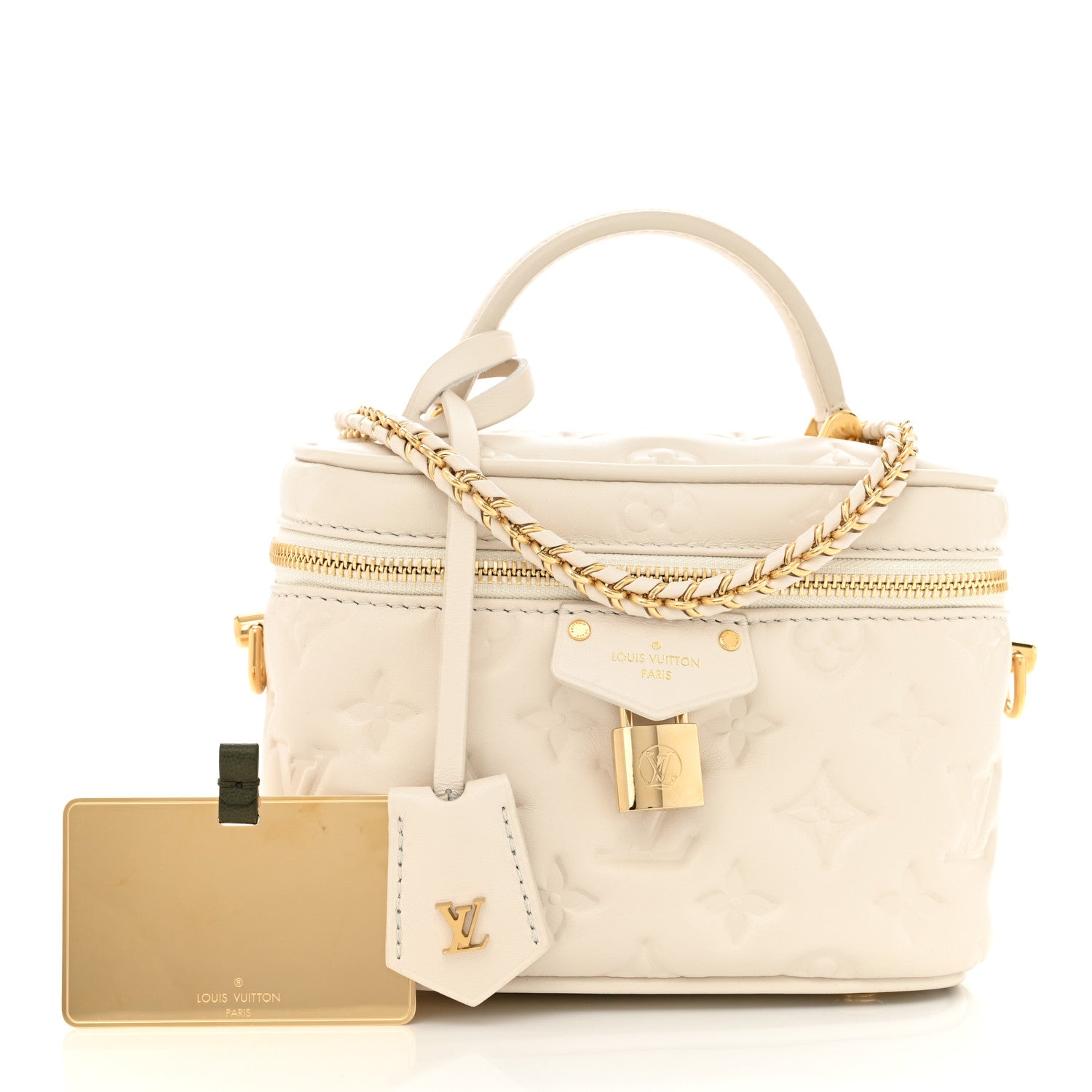 Louis Vuitton Lambskin Embossed Monogram Coussin Vanity PM  Cream 7 of 10