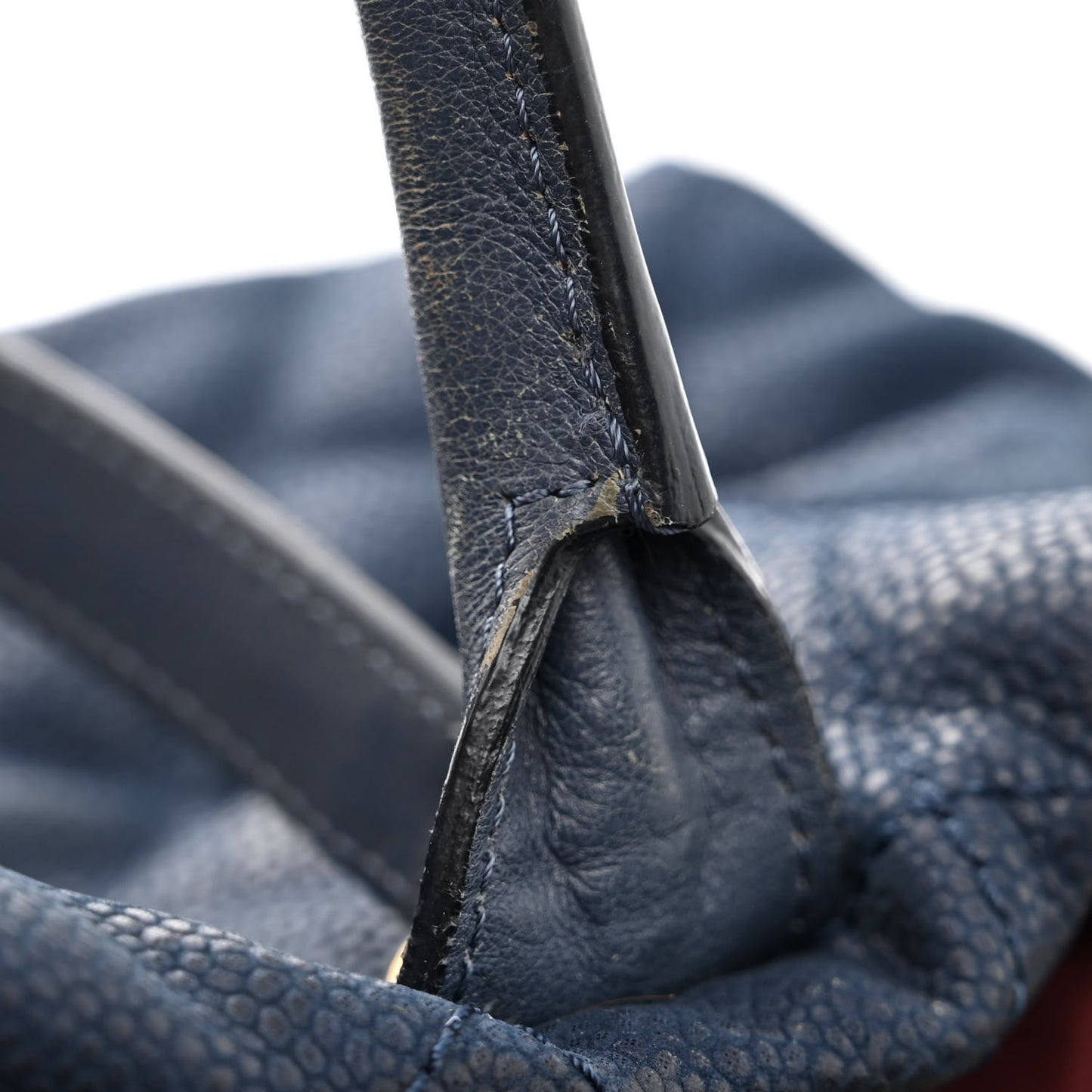 Iridescent Caviar Quilted Globe Trotter Shopping Tote Navy Blue
