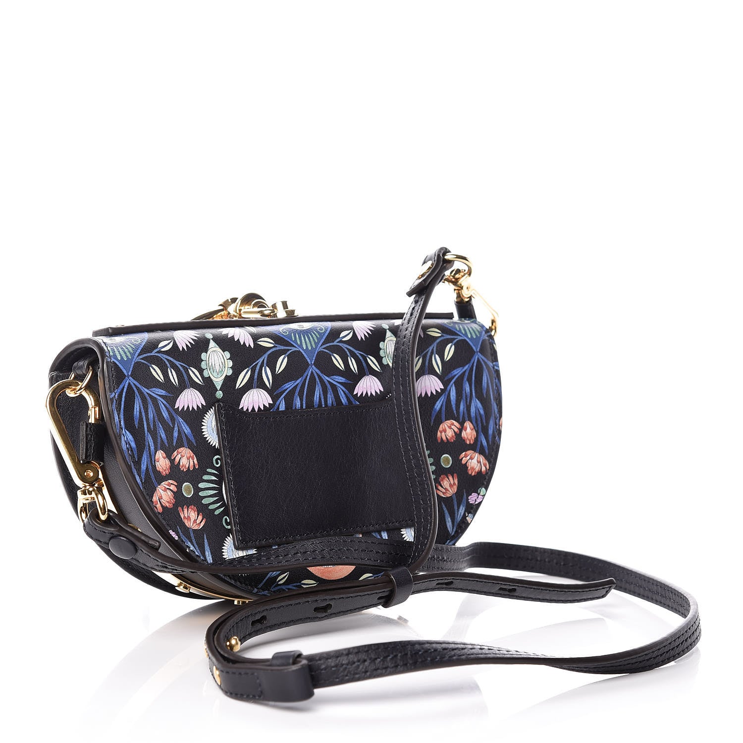 Chloe Calfskin Floral Print Small Nile Bracelet Minaudiere Bag Full Blue 4 of 12