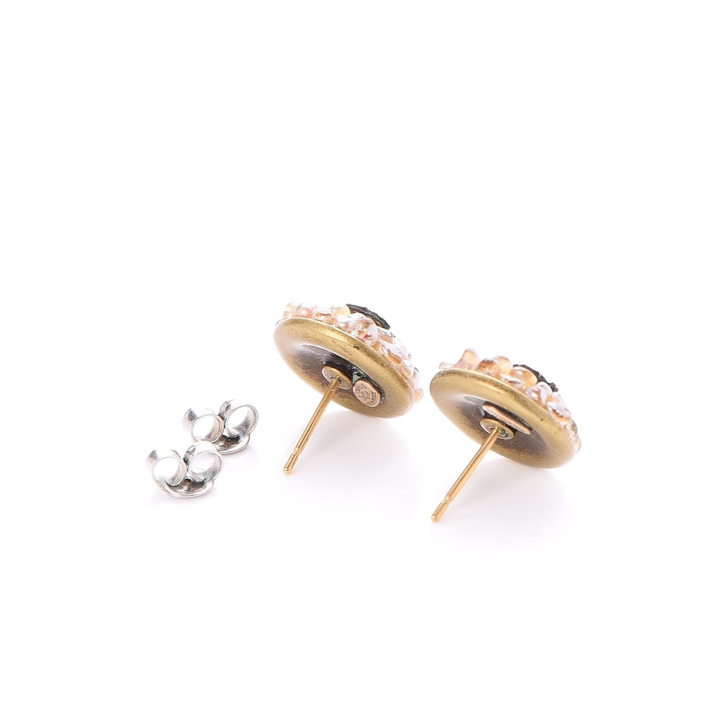 Poured Glass CC Earrings Gold