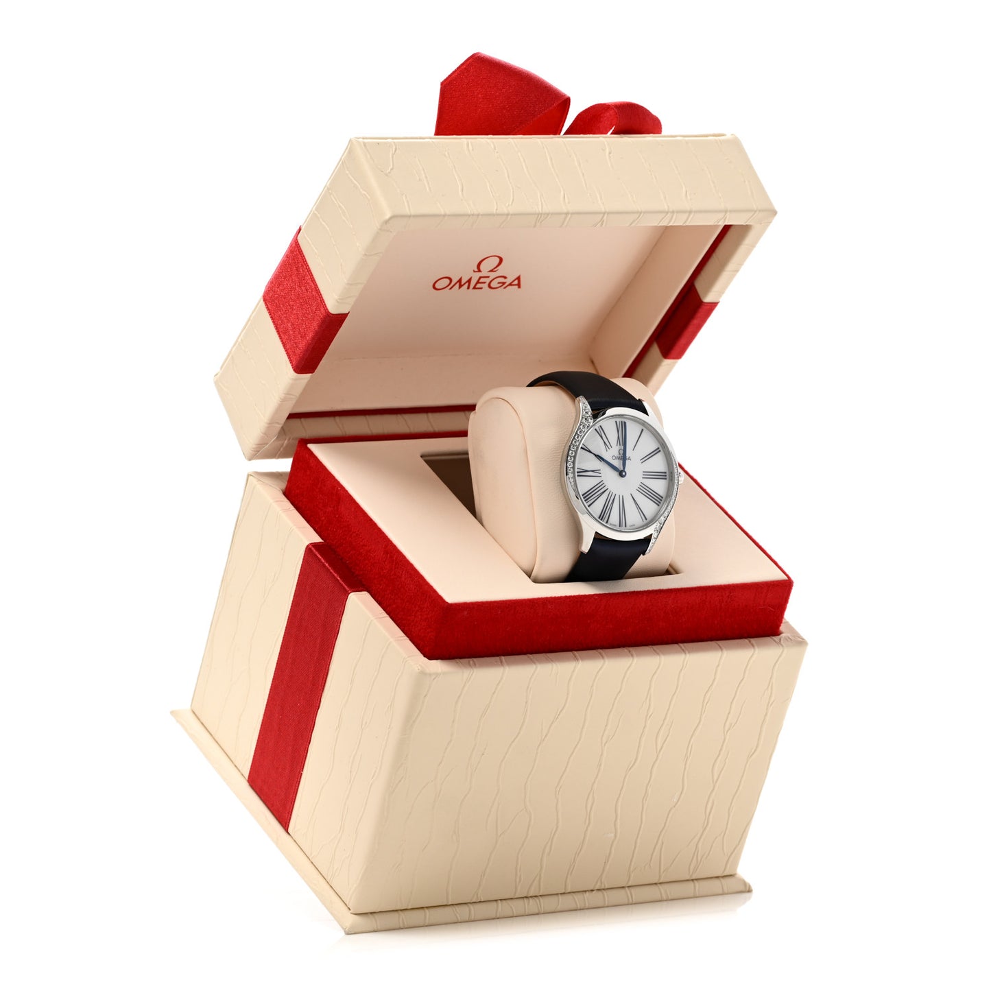 Stainless Steel Satin Diamond Bezel 36mm De Ville Tresor Quartz Watch White 428.17.36.60.04.001