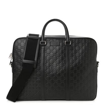 Gucci Guccissima Signature Briefcase Black 1 of 10