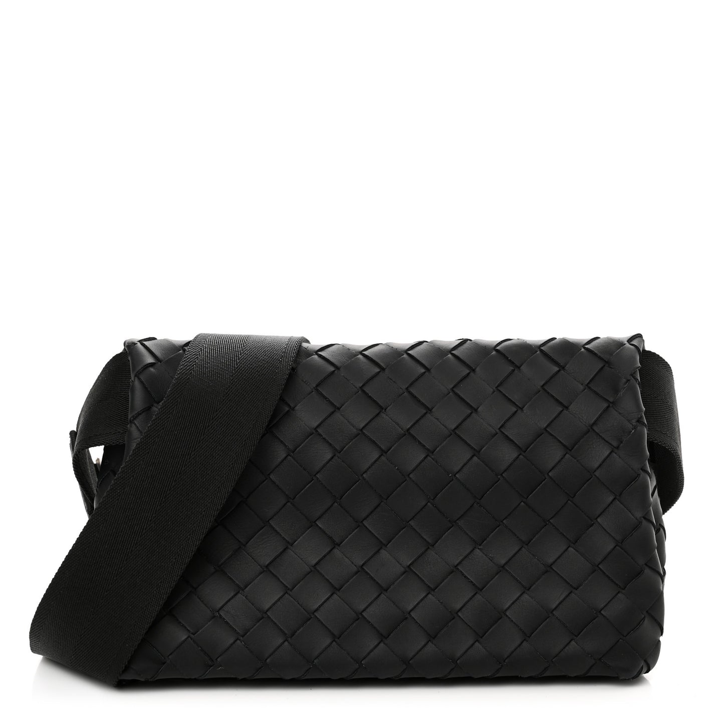 Nappa Intrecciato Small Fold Crossbody Messenger Black