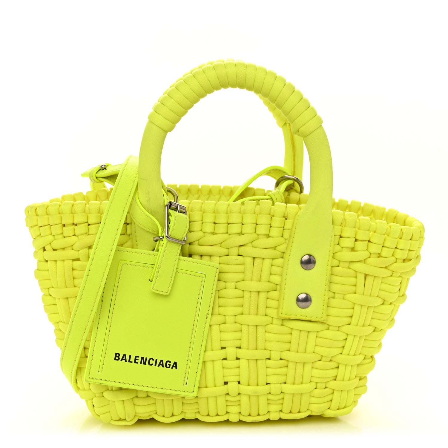 Balenciaga Faux Calfskin XXS Bistro Basket Fluo Yellow 1 of 10