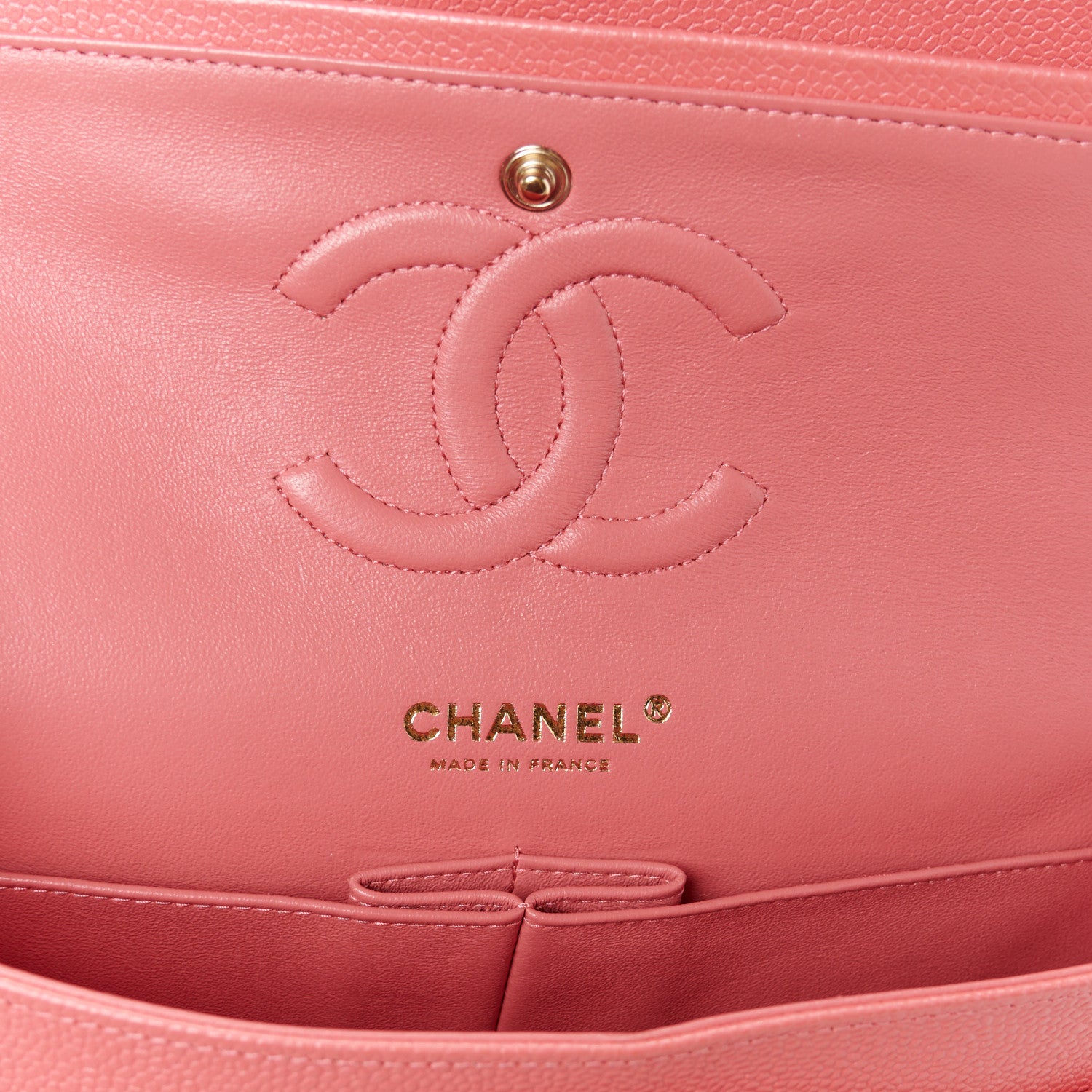 Chanel Metallic Caviar Quilted Medium Double Flap Pink 6 of 12