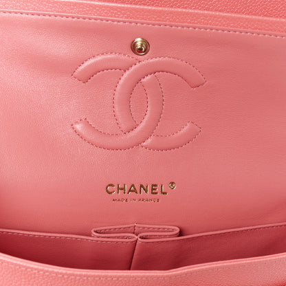 Chanel Metallic Caviar Quilted Medium Double Flap Pink 6 of 12