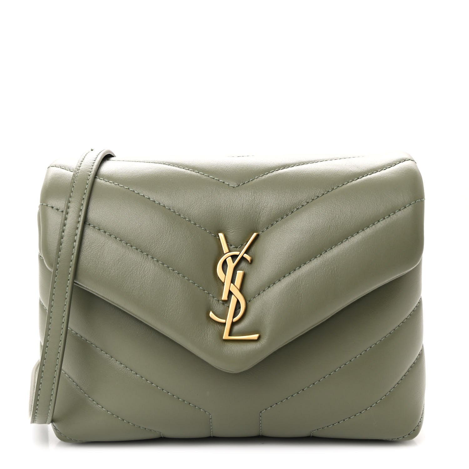 Saint Laurent Calfskin Y Quilted Monogram Toy Loulou Crossbody Bag Light Sage 1 of 12