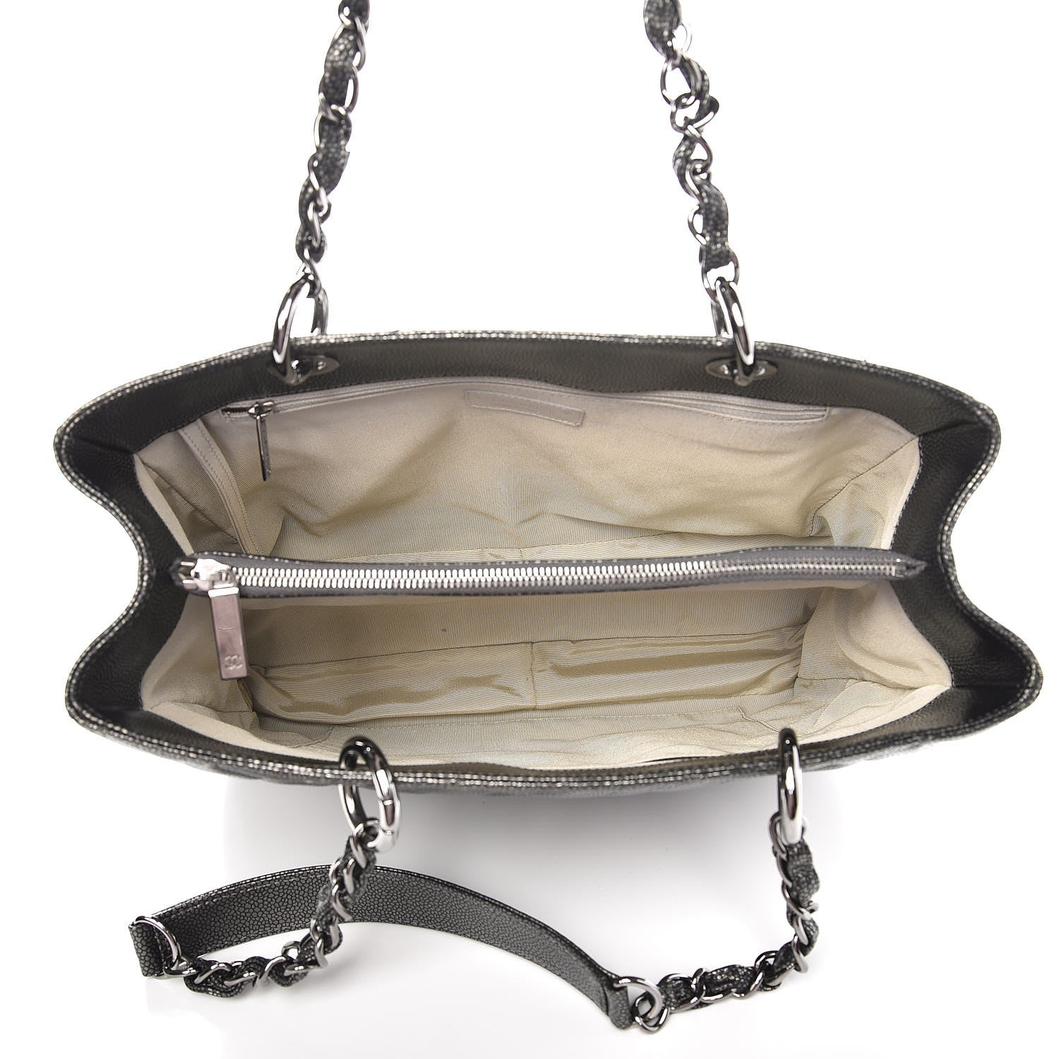 Chanel Metallic Caviar Quilted Grand Shopping Tote GST Dark Silver 5 of 9