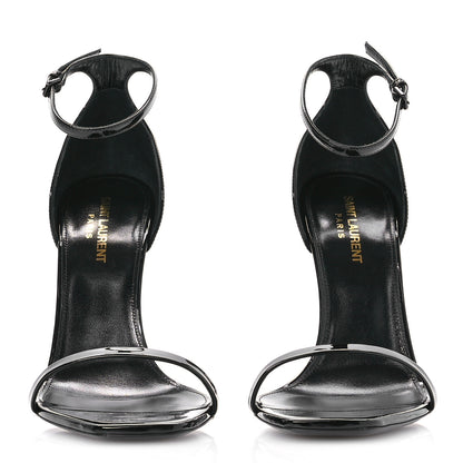 Saint Laurent Patent Calfskin Opyum 110 Sandals 39.5 Black Gold 3 of 9