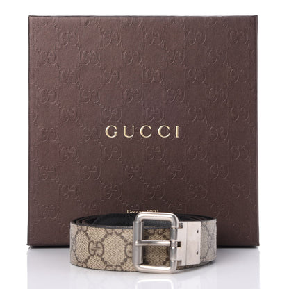 Gucci Selleria Calfskin GG Supreme Monogram Reversible 30mm Belt 95 38 Black Beige Ebony 8 of 8
