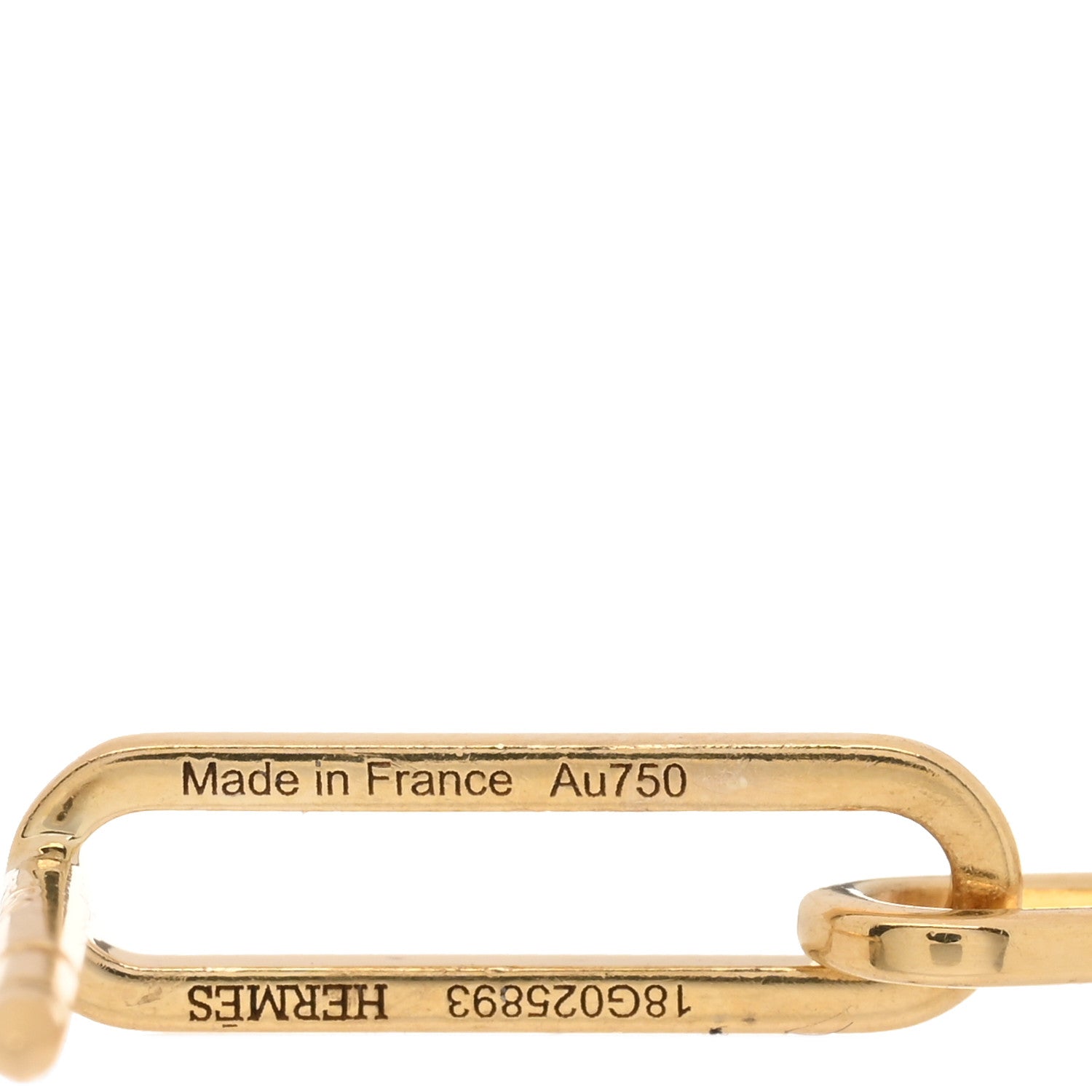 Hermes 18K Yellow Gold TPM Kelly Chaine Earrings 4 of 4