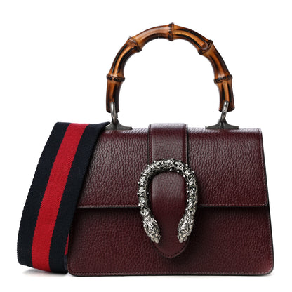 Gucci Dollar Calfskin Crystal Web Mini Dionysus Bamboo Top Handle Bag Vintage Bordeaux Black Diamond 1 of 6