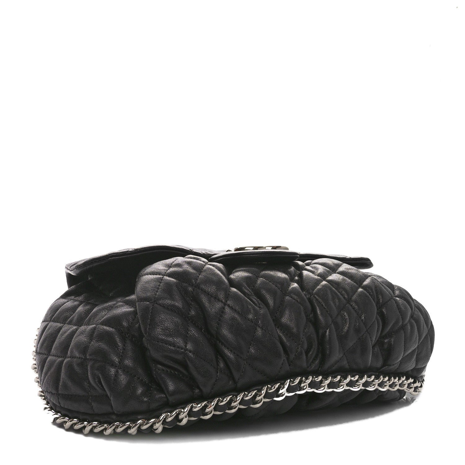 Chanel Washed Lambskin Quilted Large Chain Around Messenger Black 4 of 12