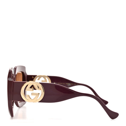 Gucci Acetate Rectangular Frame Chain Sunglasses GG1022S Burgundy 3 of 7