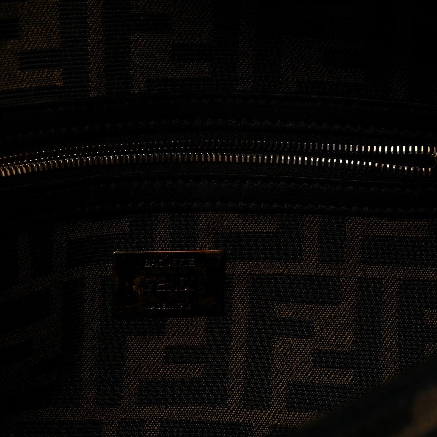 Fendi Fabric Jacquard FF 1974 Medium Baguette Tobacco Moro Black 6 of 9