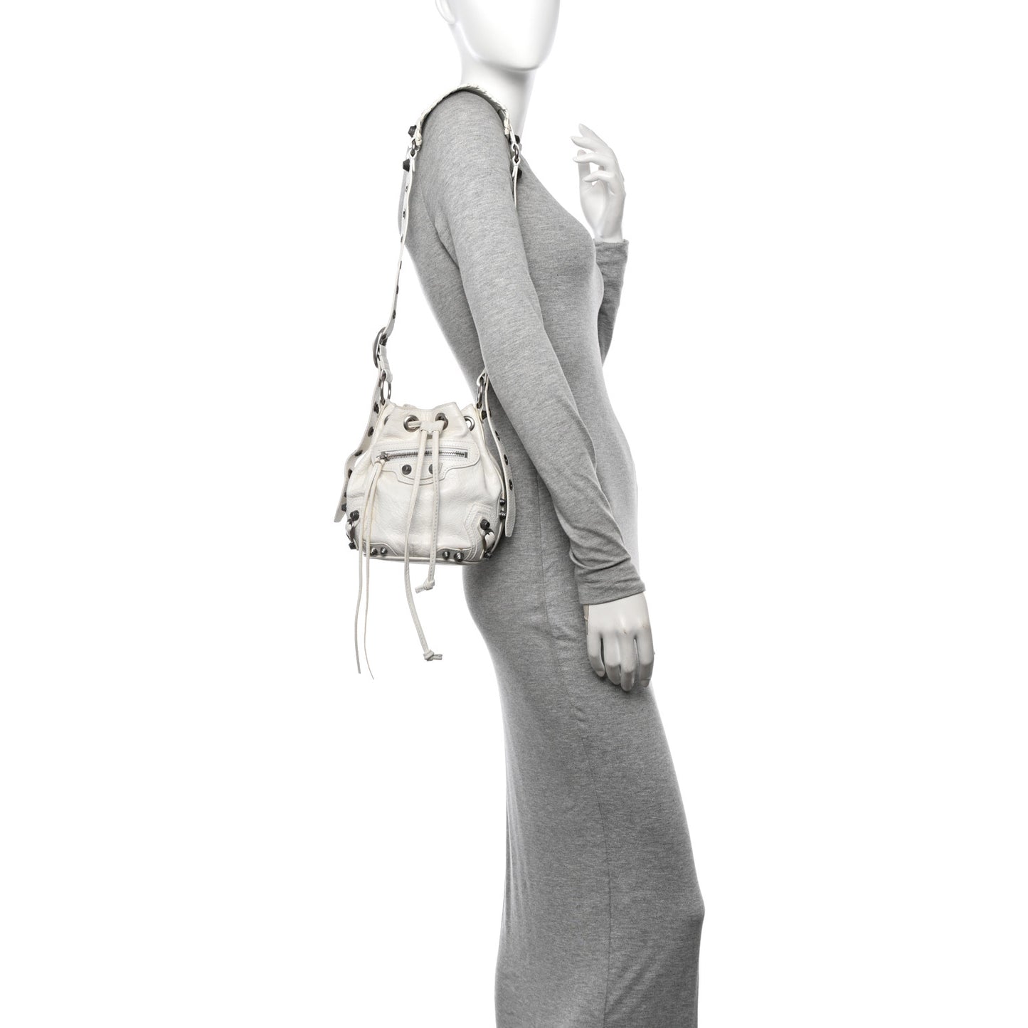 Agneau Arena Le Cagole Bucket Bag XS Optic White