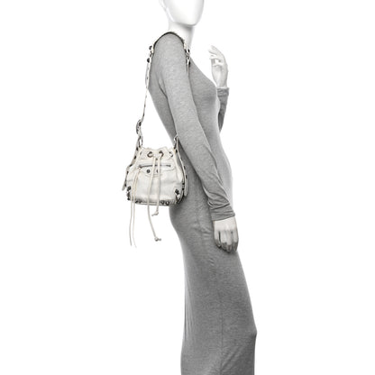 Balenciaga Agneau Arena Le Cagole Bucket Bag XS Optic White 2 of 17