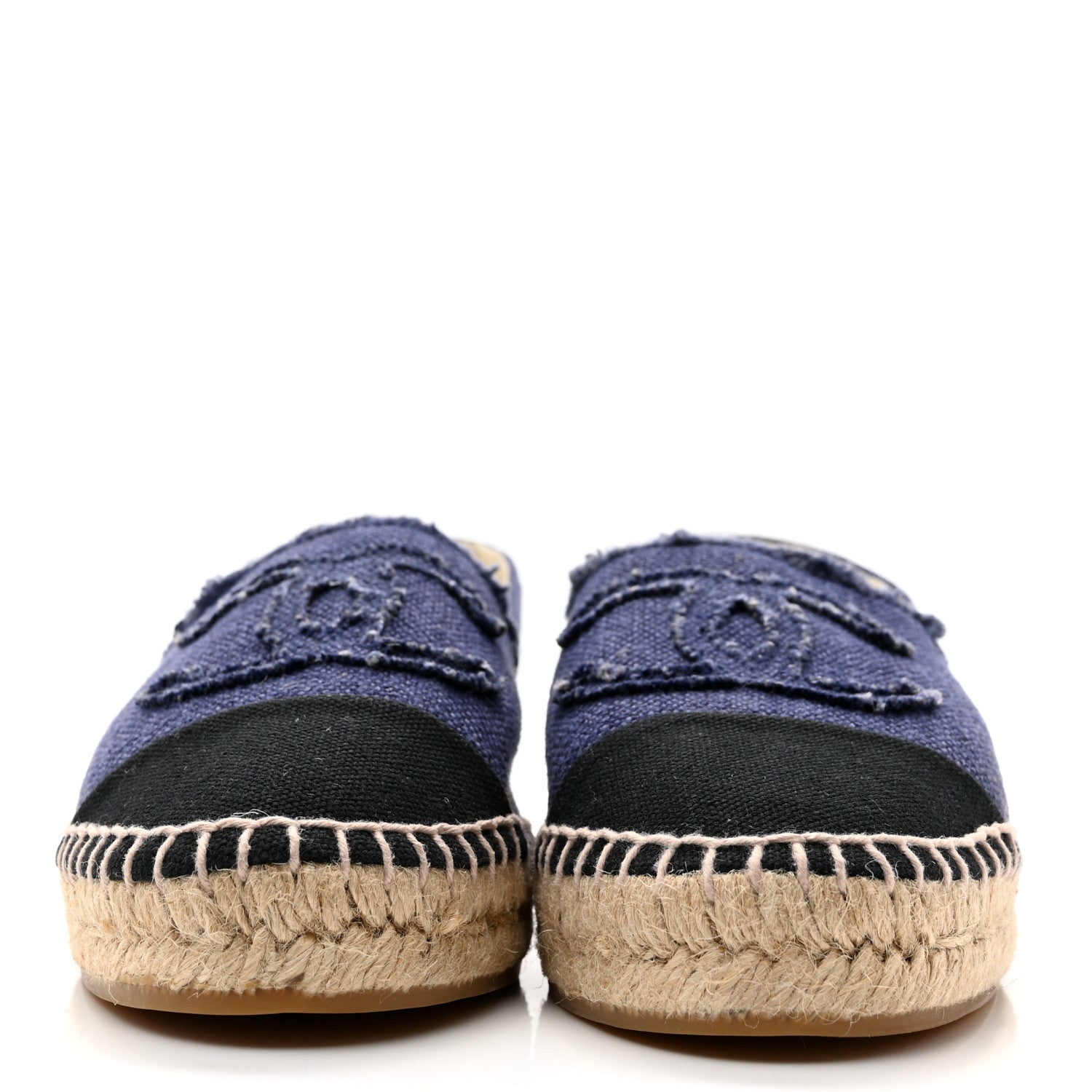 Chanel Denim Toile CC Espadrilles 37 Navy Black 2 of 9