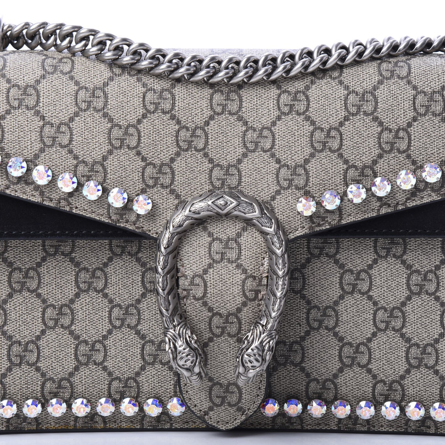 GG Supreme Monogram Crystal Small Dionysus Shoulder Bag Black