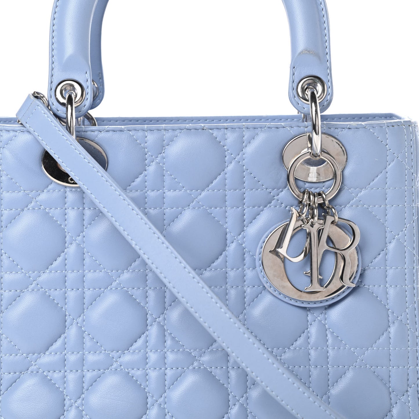 Lambskin Cannage Medium Lady Dior Light Blue