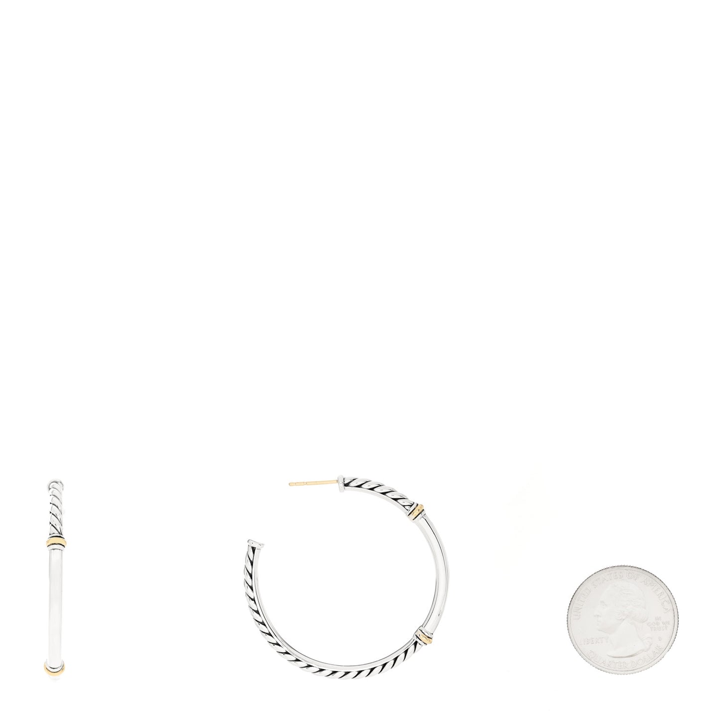 Sterling Silver 18K Yellow Gold Metro Hoop Earrings