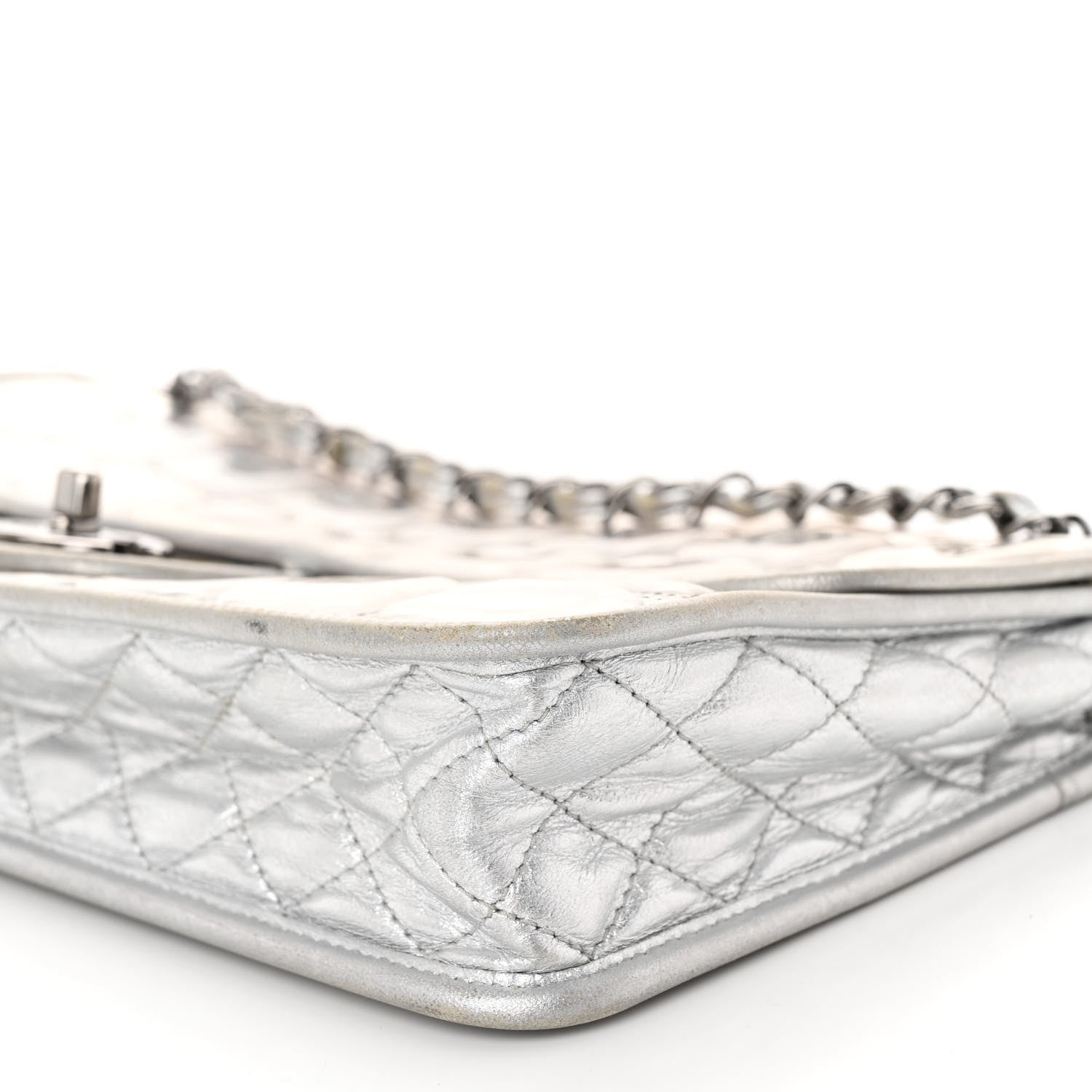 Chanel Vinyl Large Ice Cube Flap Silver 10 of 10
