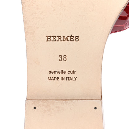 Hermes Shiny Alligator Oran Sandals 38 Braise 6 of 8