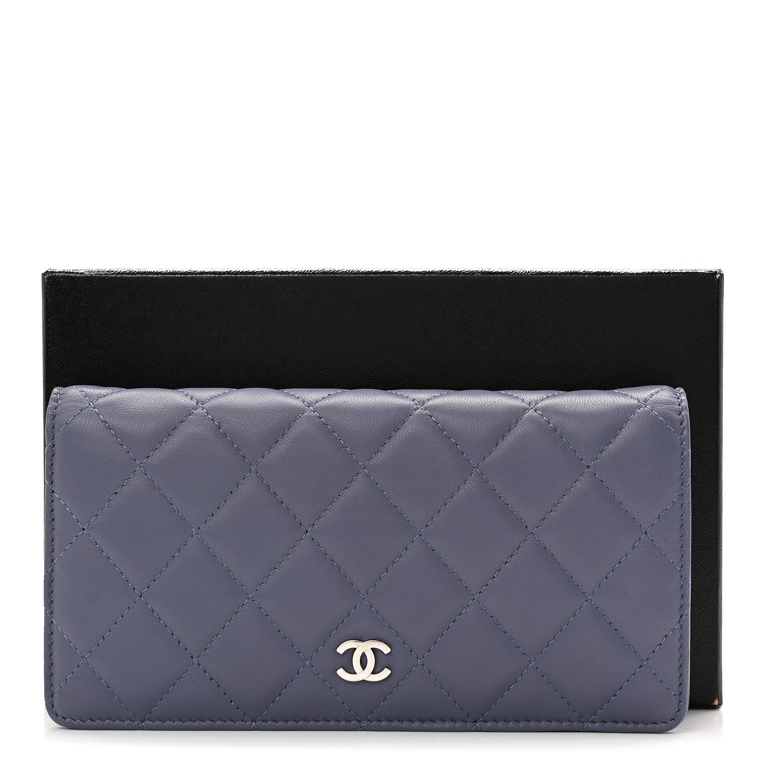 Chanel Lambskin Quilted Yen Wallet Blue 9 of 9