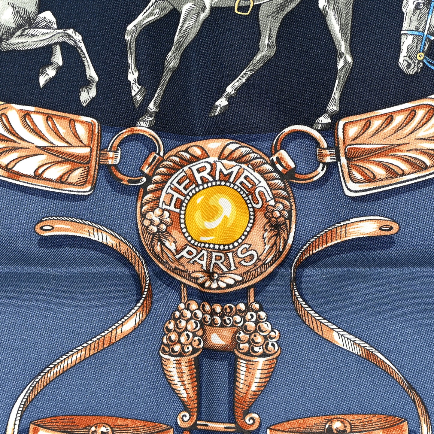 Silk Cavalcades Scarf 90 Ocre