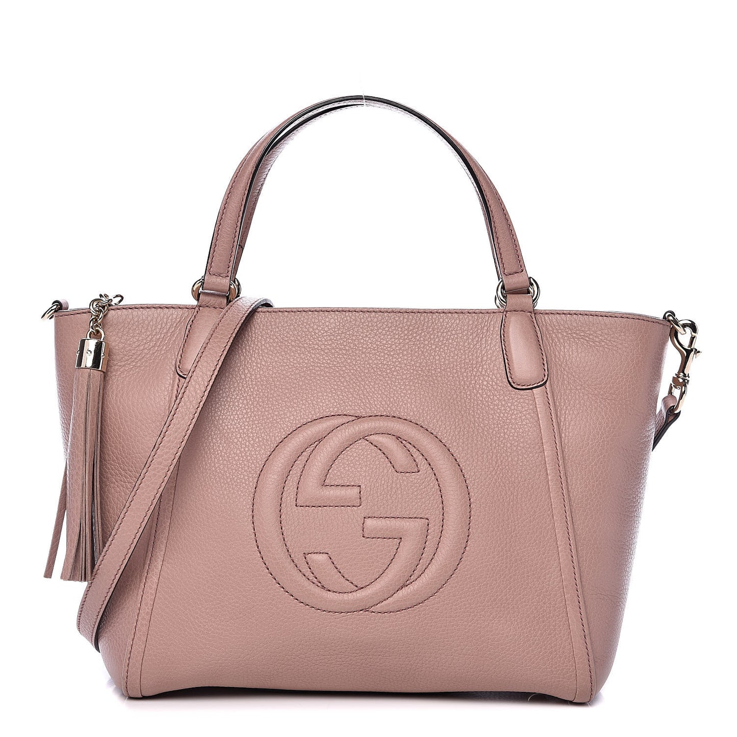 Pebbled Calfskin Small Soho Top Handle Bag Light Pink