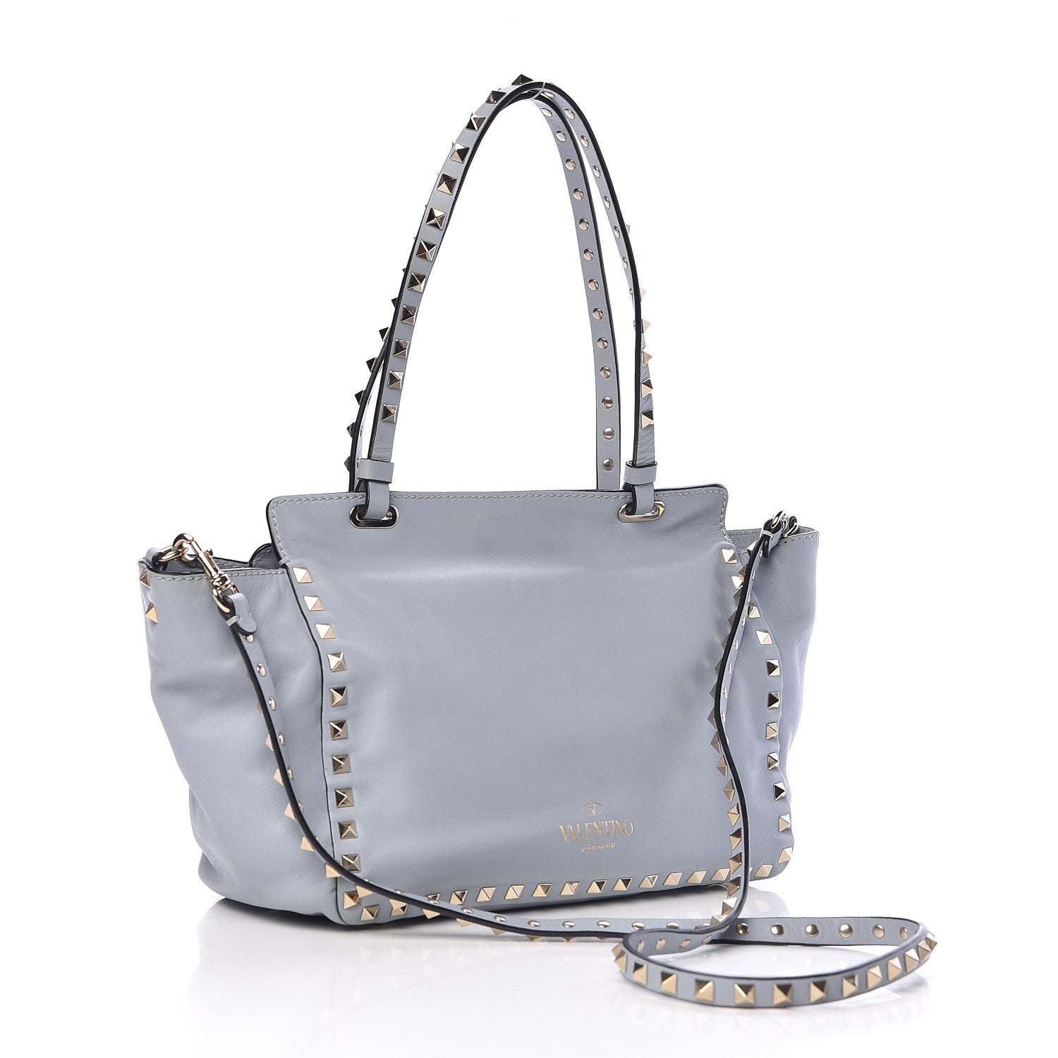 Valentino Garavani Vitello Small Rockstud Tote Grey 3 of 19