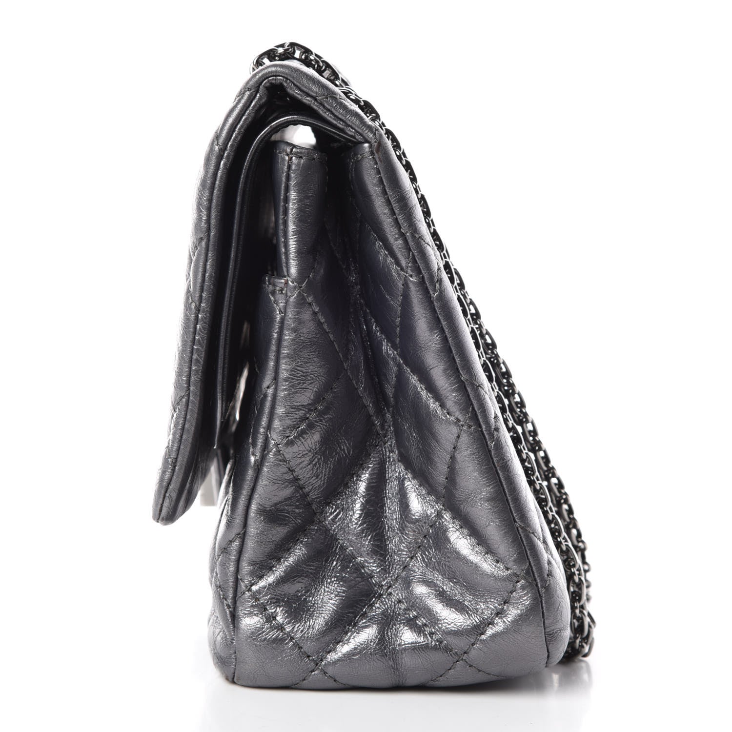Chanel Metallic Aged Calfskin Quilted 2.55 Reissue 227 Flap Dark Silver 14 of 16