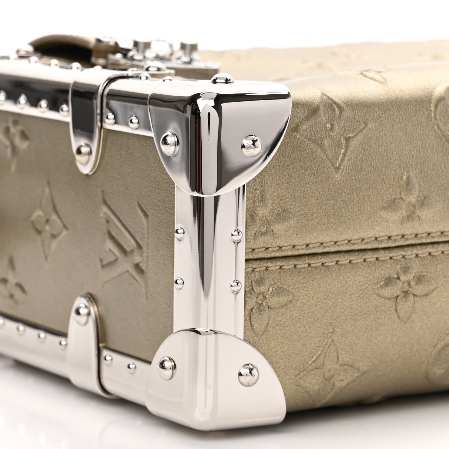Louis Vuitton Calfskin Debossed Monogram Side Trunk Light Gold 8 of 9