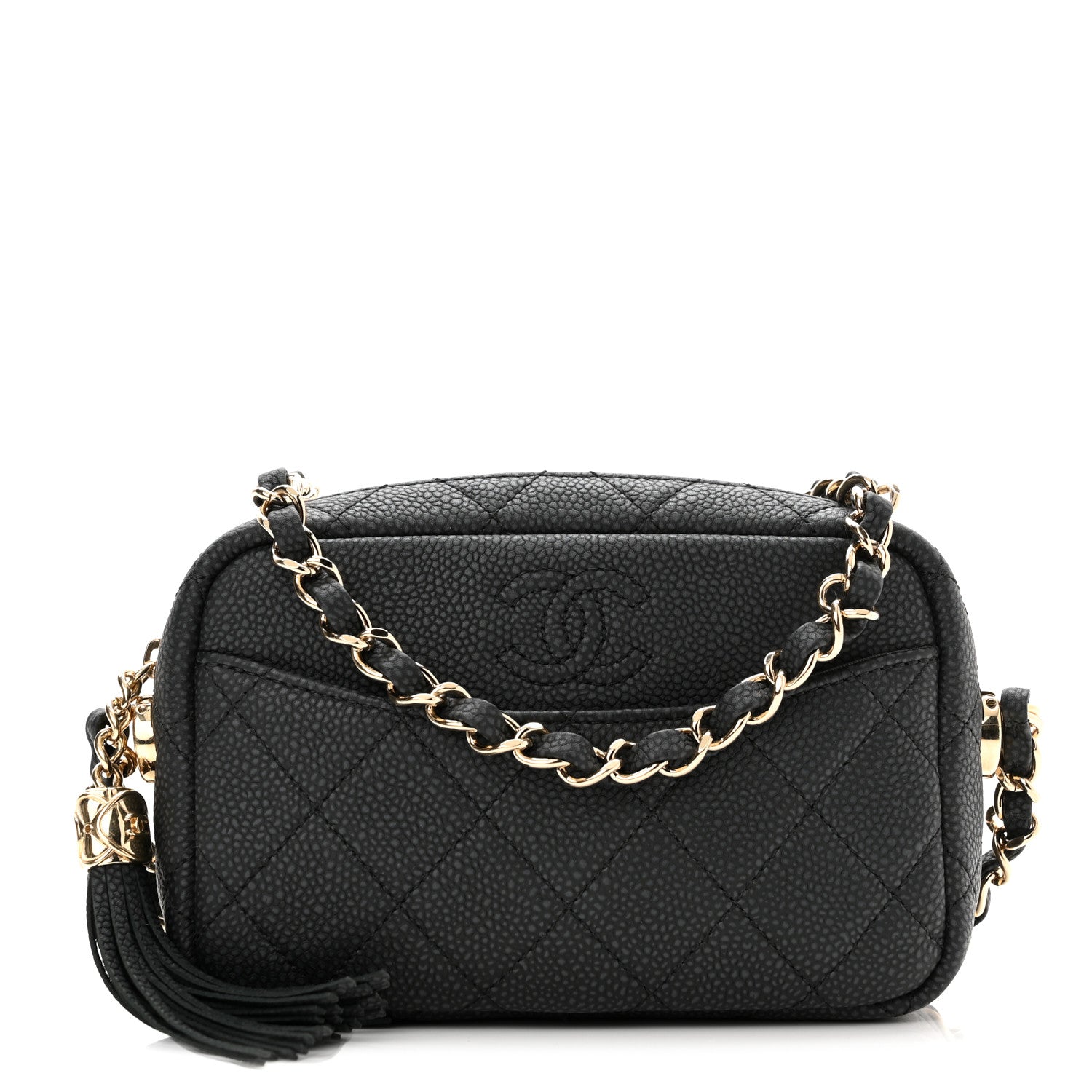 Chanel Iridescent Caviar Quilted Mini Coco Tassel Camera Case Black 1 of 10