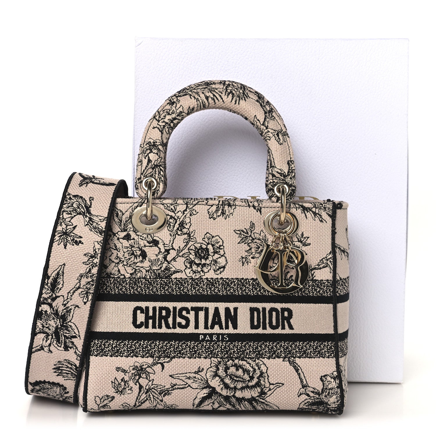 Christian Dior Canvas Embroidered Jardin Botanique Medium Lady D