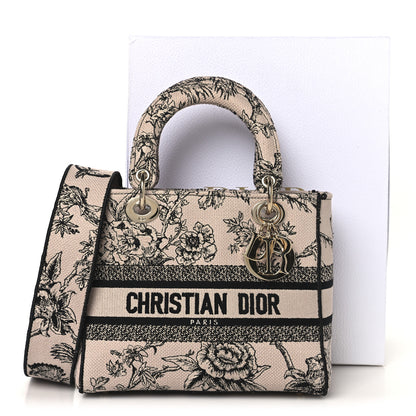 Christian Dior Canvas Embroidered Jardin Botanique Medium Lady D-Lite Light Pink Black 10 of 10