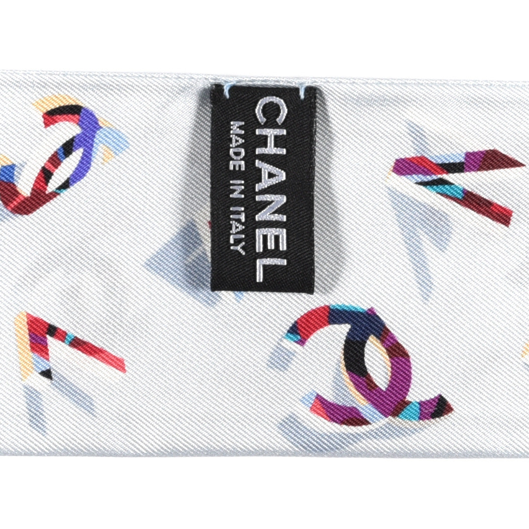 Silk CC Slim Bandeau Scarf Light Blue