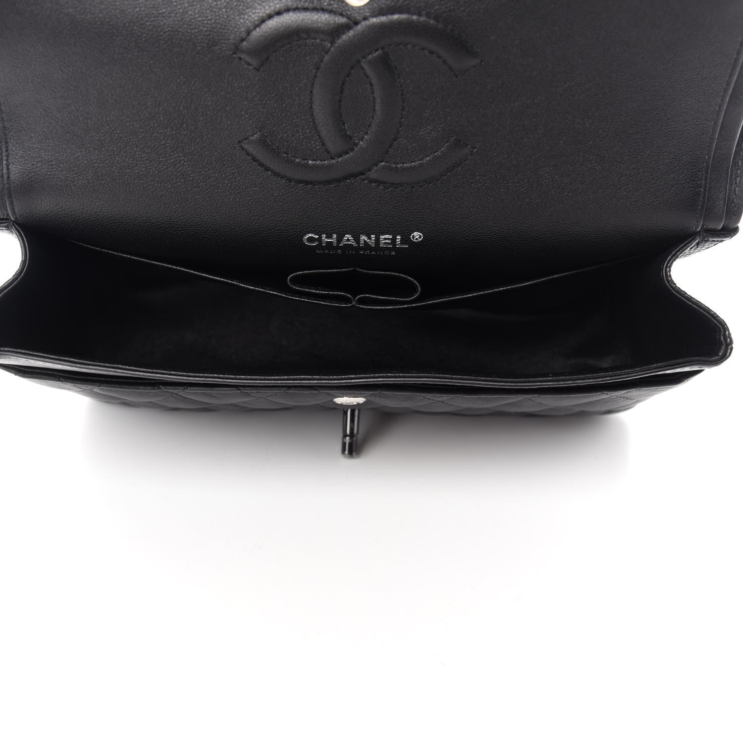 Chanel Crumpled Calfskin Quilted Medium Double Flap So Black 5 of 11