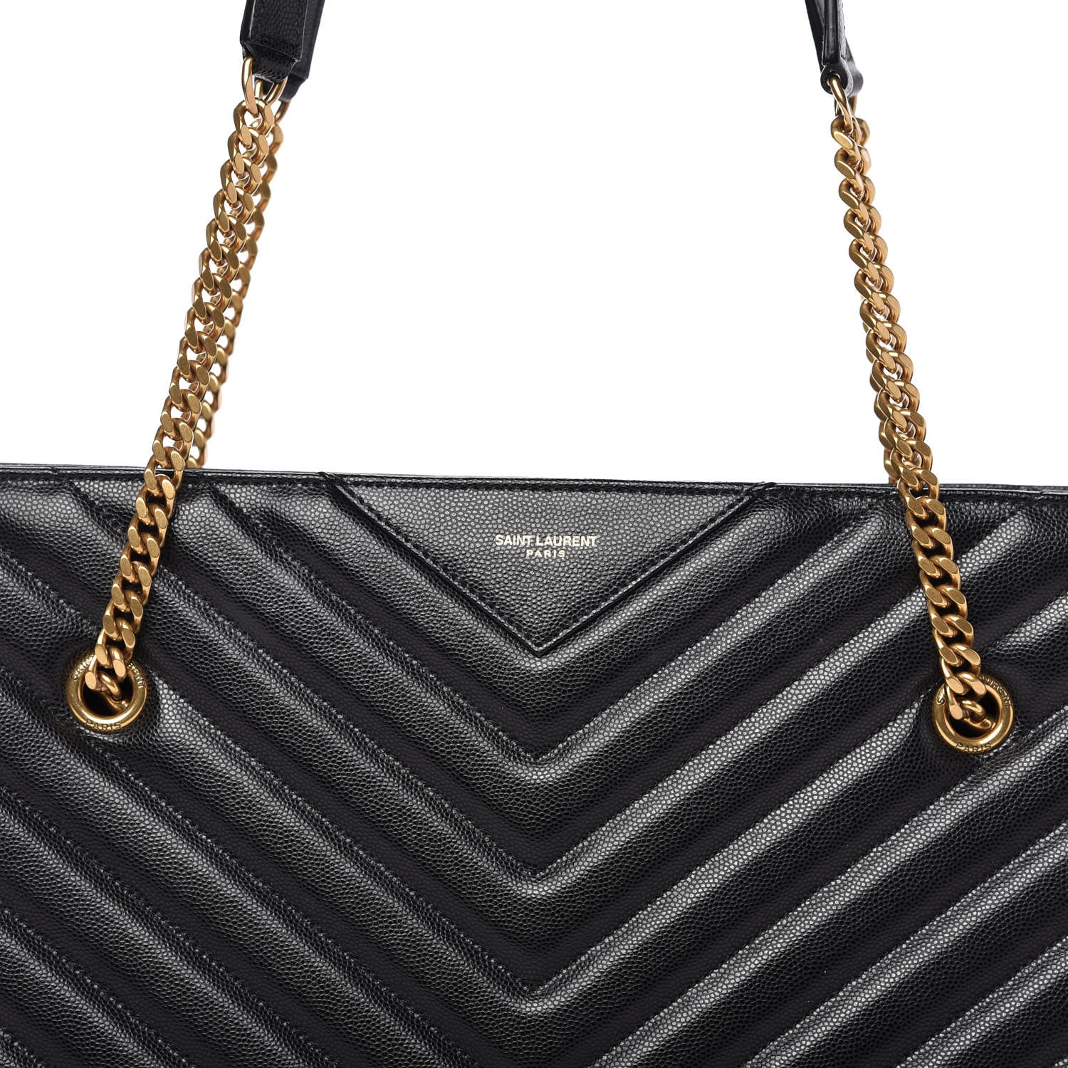 Saint Laurent Grain De Poudre Matelasse Chevron Medium Tribeca Shopping Bag Black 11 of 11
