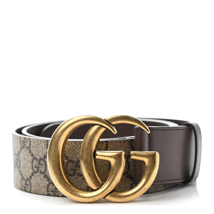 Gucci GG Supreme Monogram Matte Plutone Calfskin Double G 40mm Belt 90 36 Beige Ebony New Acero 1 of 4