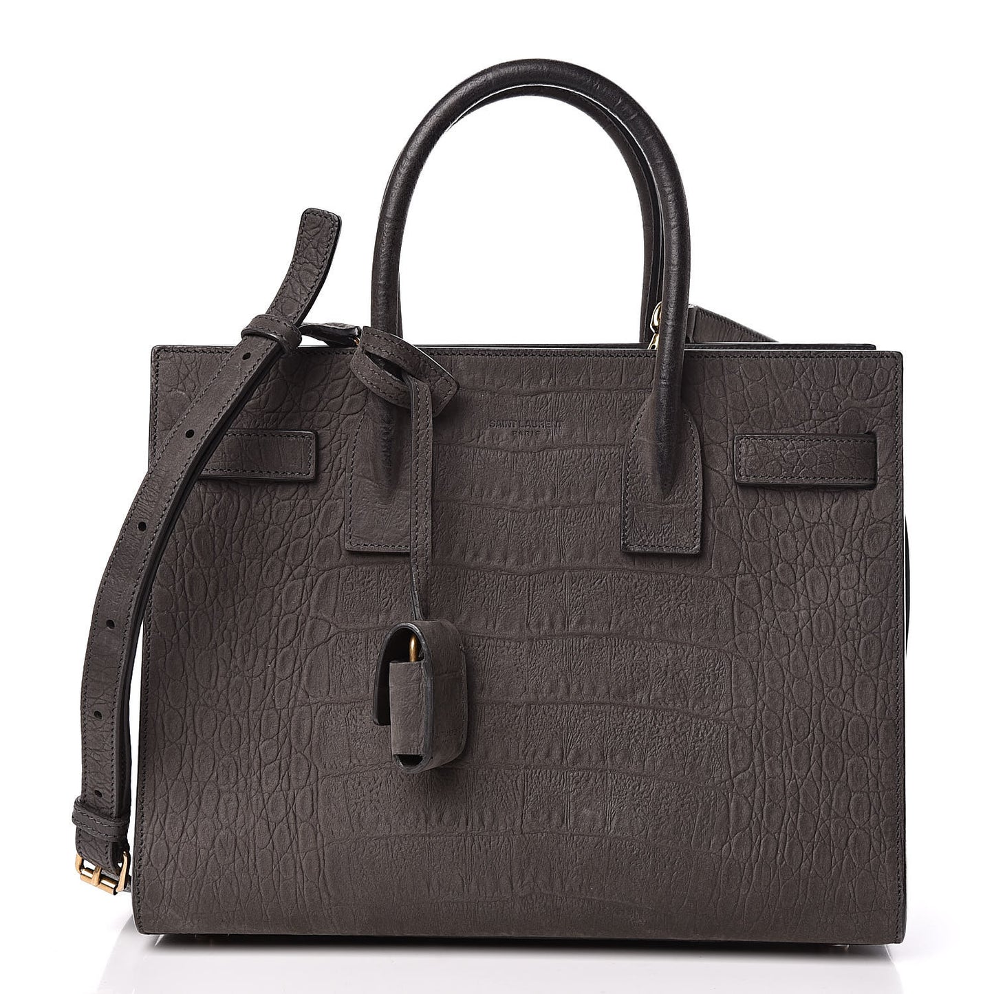 Crocodile Embossed Nubuck Baby Sac De Jour Dark Anthracite