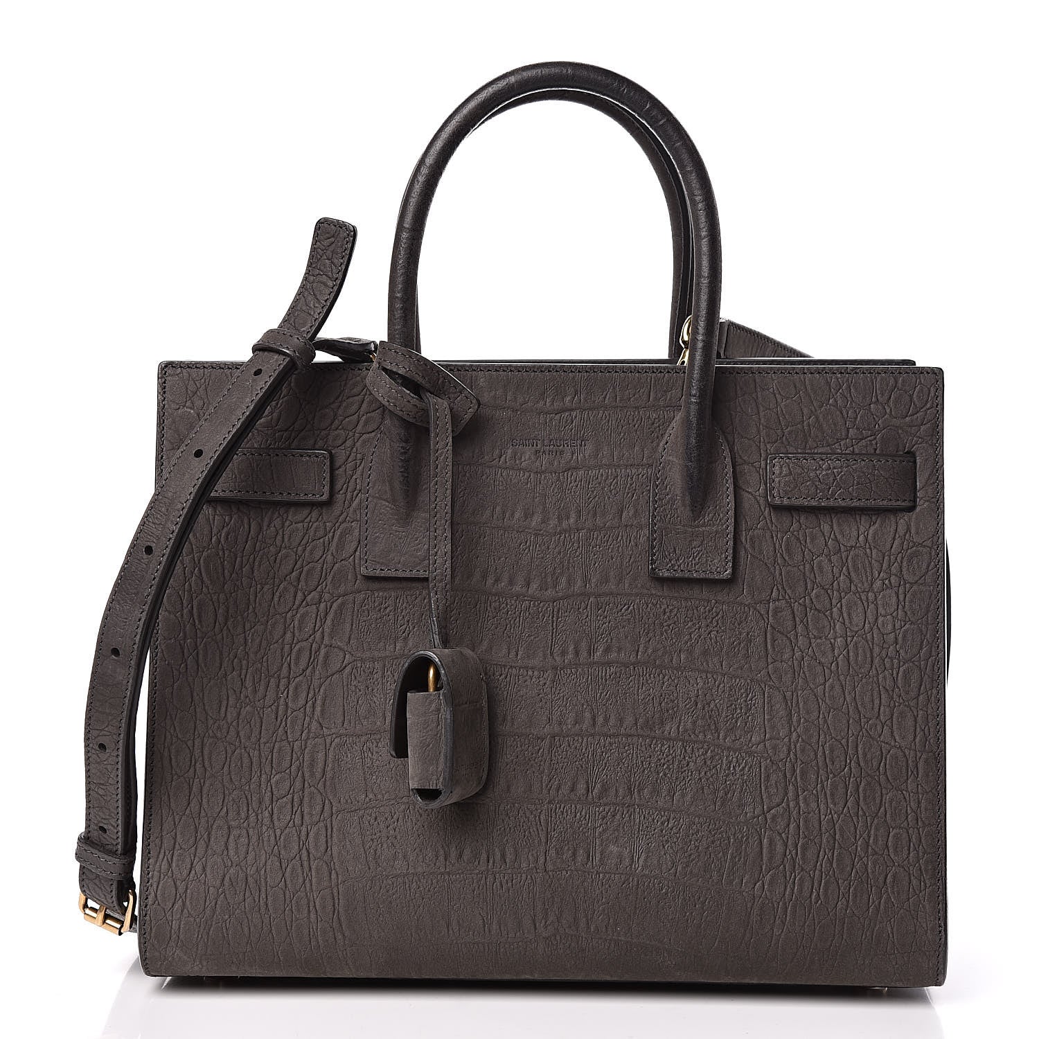 Saint Laurent Crocodile Embossed Nubuck Baby Sac De Jour Dark Anthracite 1 of 12
