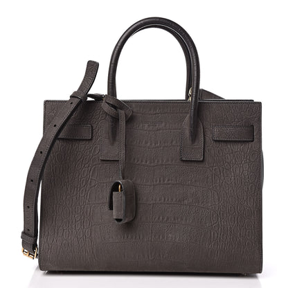 Saint Laurent Crocodile Embossed Nubuck Baby Sac De Jour Dark Anthracite 1 of 12