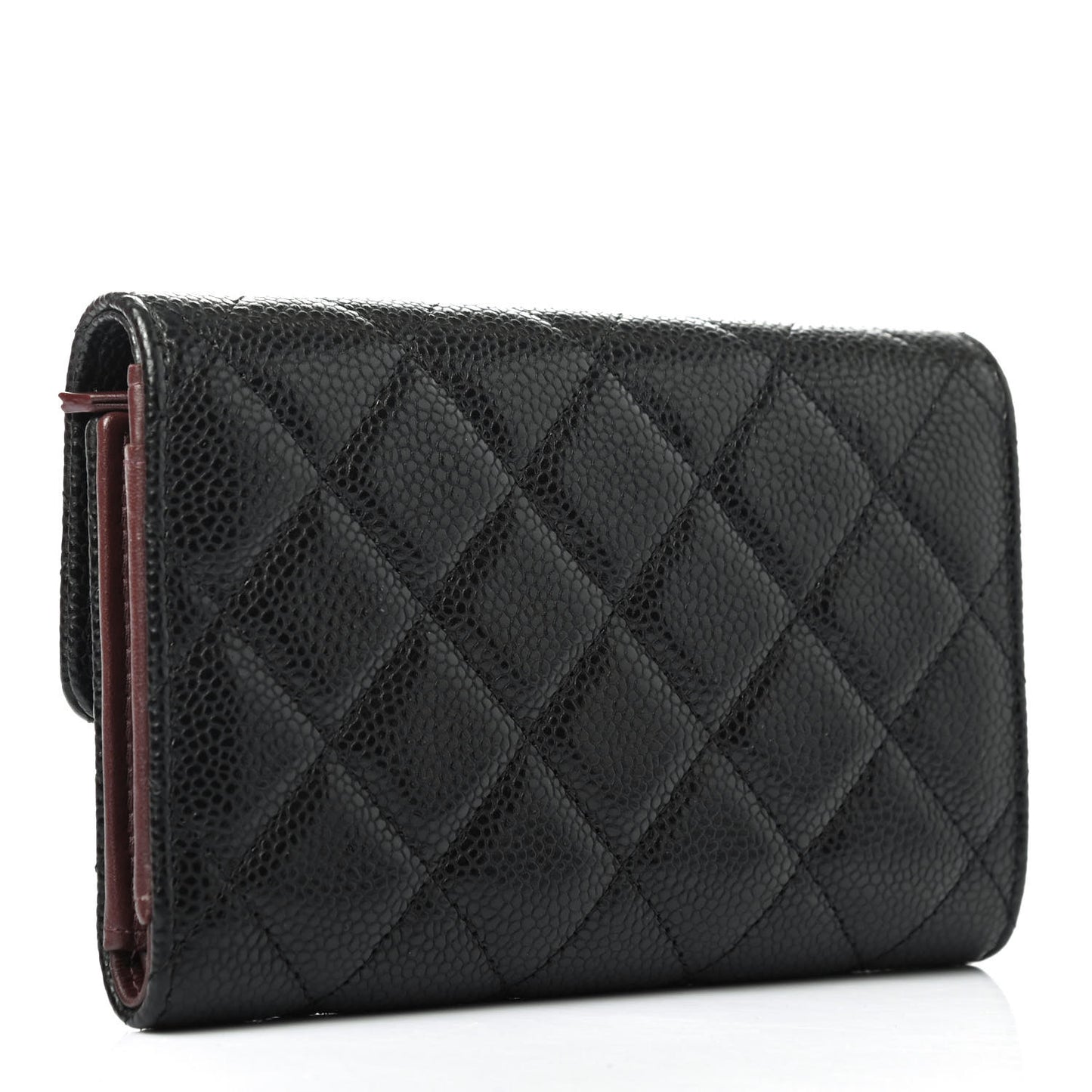 Caviar Quilted Small Flap Wallet Black