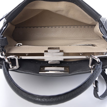 Fendi Cuoio Romano Selleria Bi-Color Medium Peekaboo Iconic Satchel Asfalto Latte 8 of 14