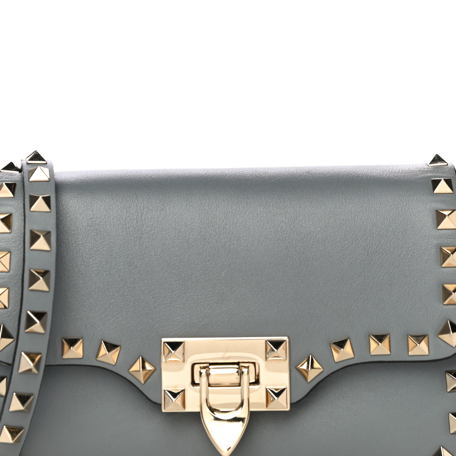 Valentino Garavani Vitello Mini Rockstud Flap Saddle Crossbody Bag Light Stone 6 of 15