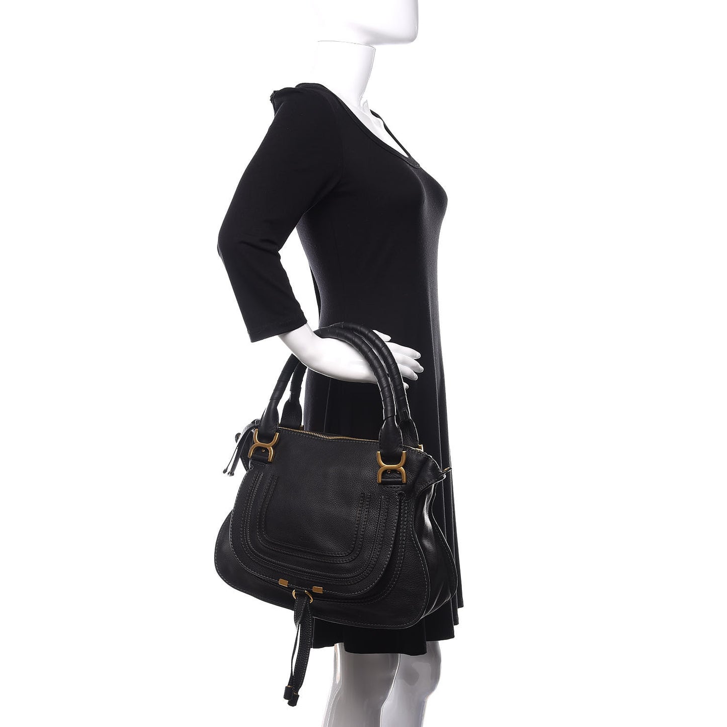 Calfskin Medium Marcie Satchel Black